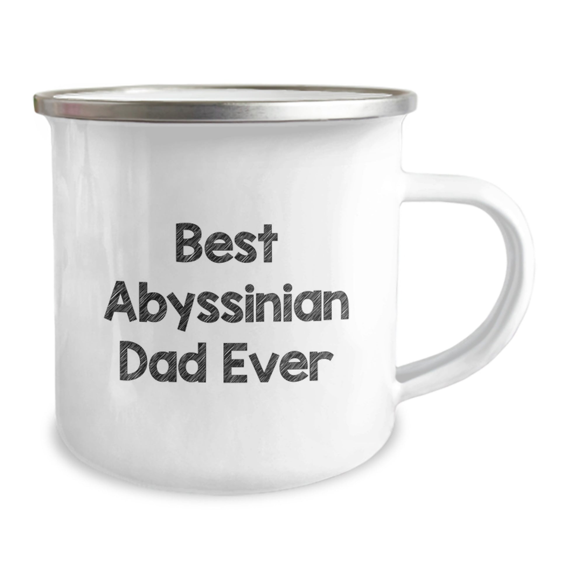 Abyssinian Cat Lover's Camping Mug, Funny Quote 'Best Abyssinian Dad Ever', 12 oz Stainless Steel with Enamel Finish, Gifts from Men to Abyssinian Cat Enthusiasts for Birthday - Image 2