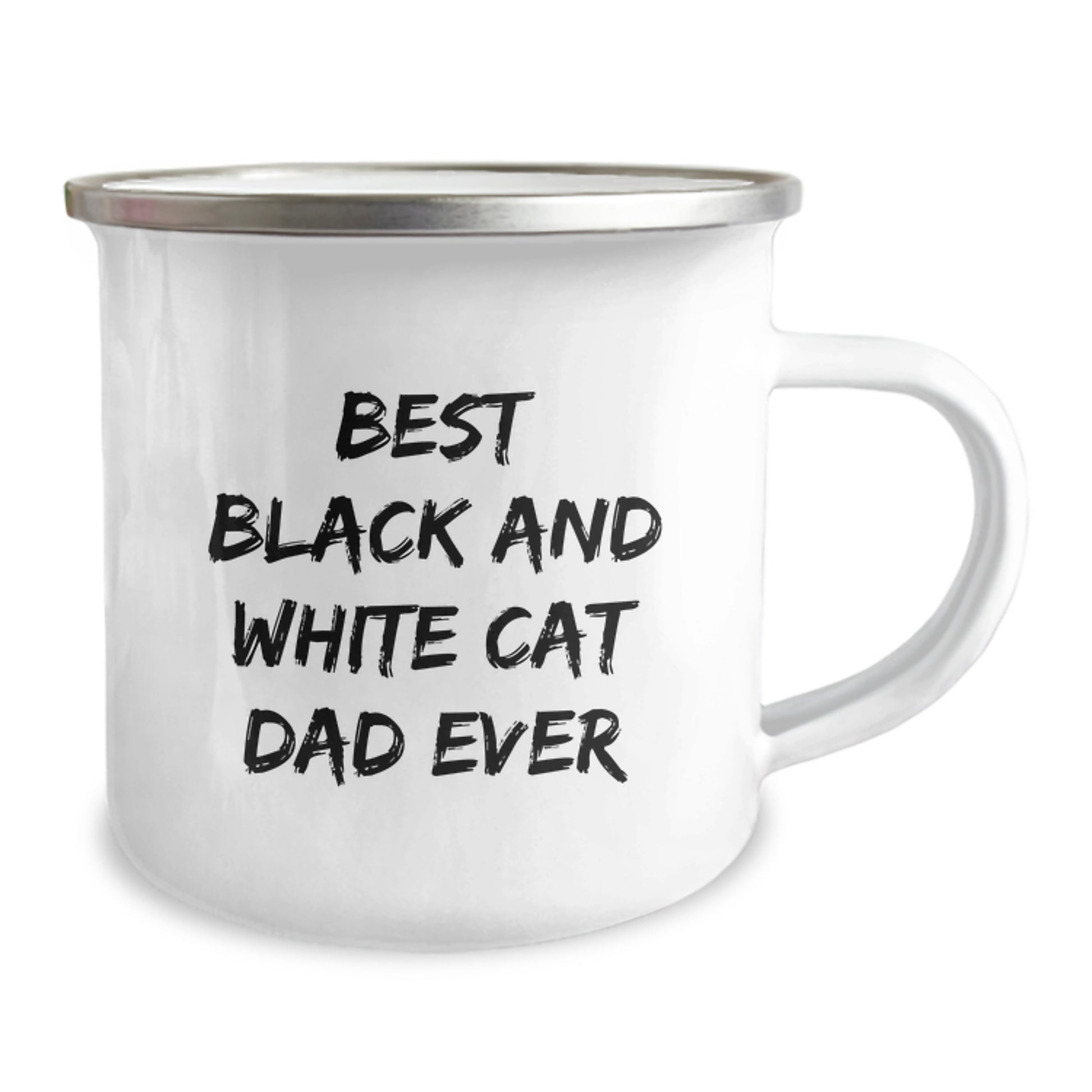 Funny Black and White Cat Dad Gifts from Men - Best Black And White Cat Dad Ever Birthday Unique Gifts for Black and White Cat Lovers - Camping Mug, 12 oz, Stainless Steel with Enamel Finish - Image 2