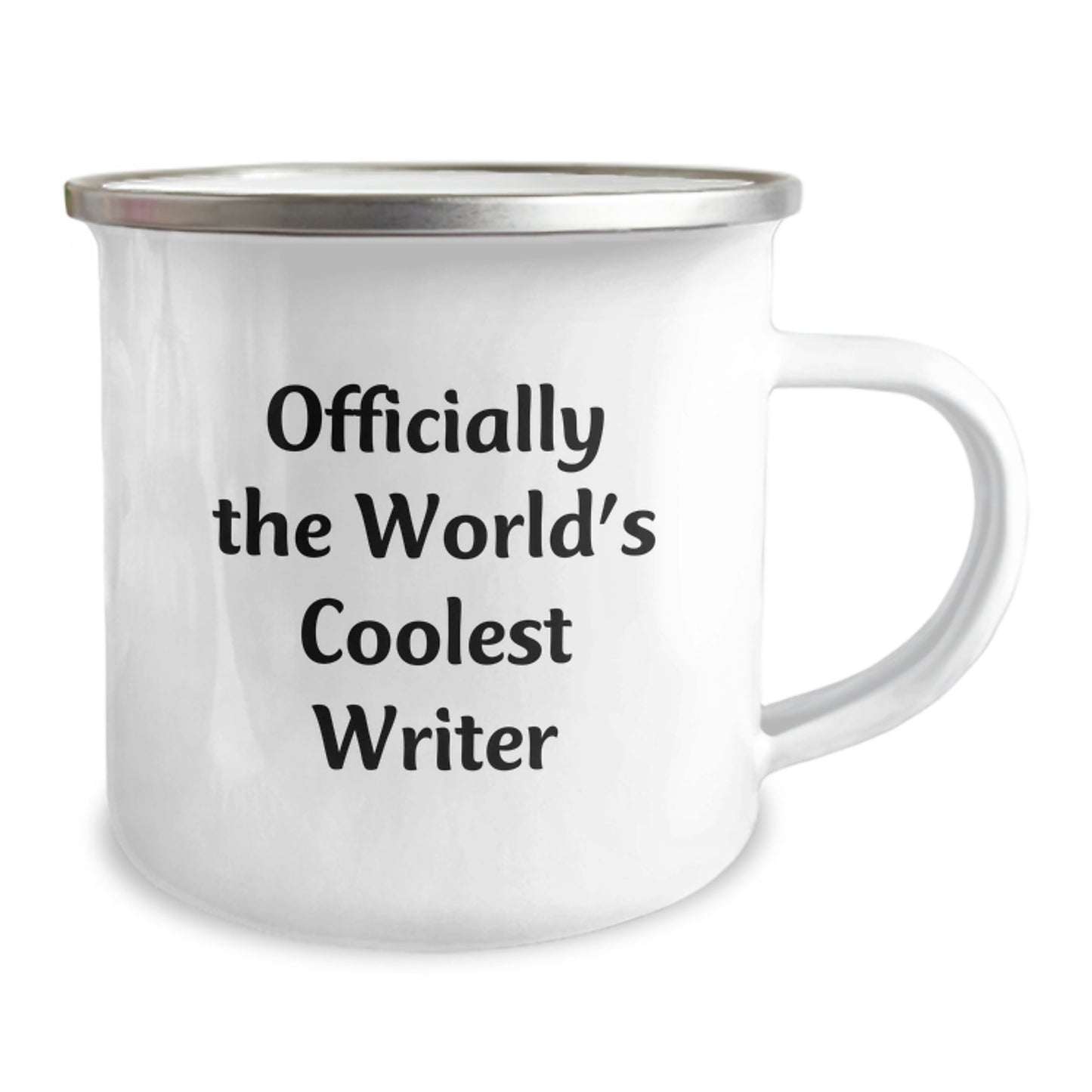 Funny Writer Gifts from Family, Officially The World's Coolest Writer Quote, Birthday Unique Presents for Him Her Friends, 12 oz Stainless Steel Camping Mug - Image 2