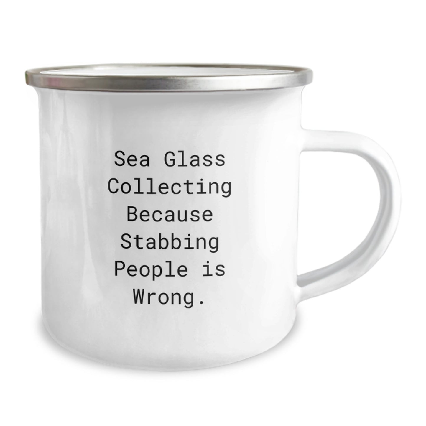 Funny Sea Glass Collecting Camping Mug Gifts from Friends for Men and Women - Unique Christmas Mugs for Sea Glass Enthusiasts - Say No to Stabbing Quotes - Image 2