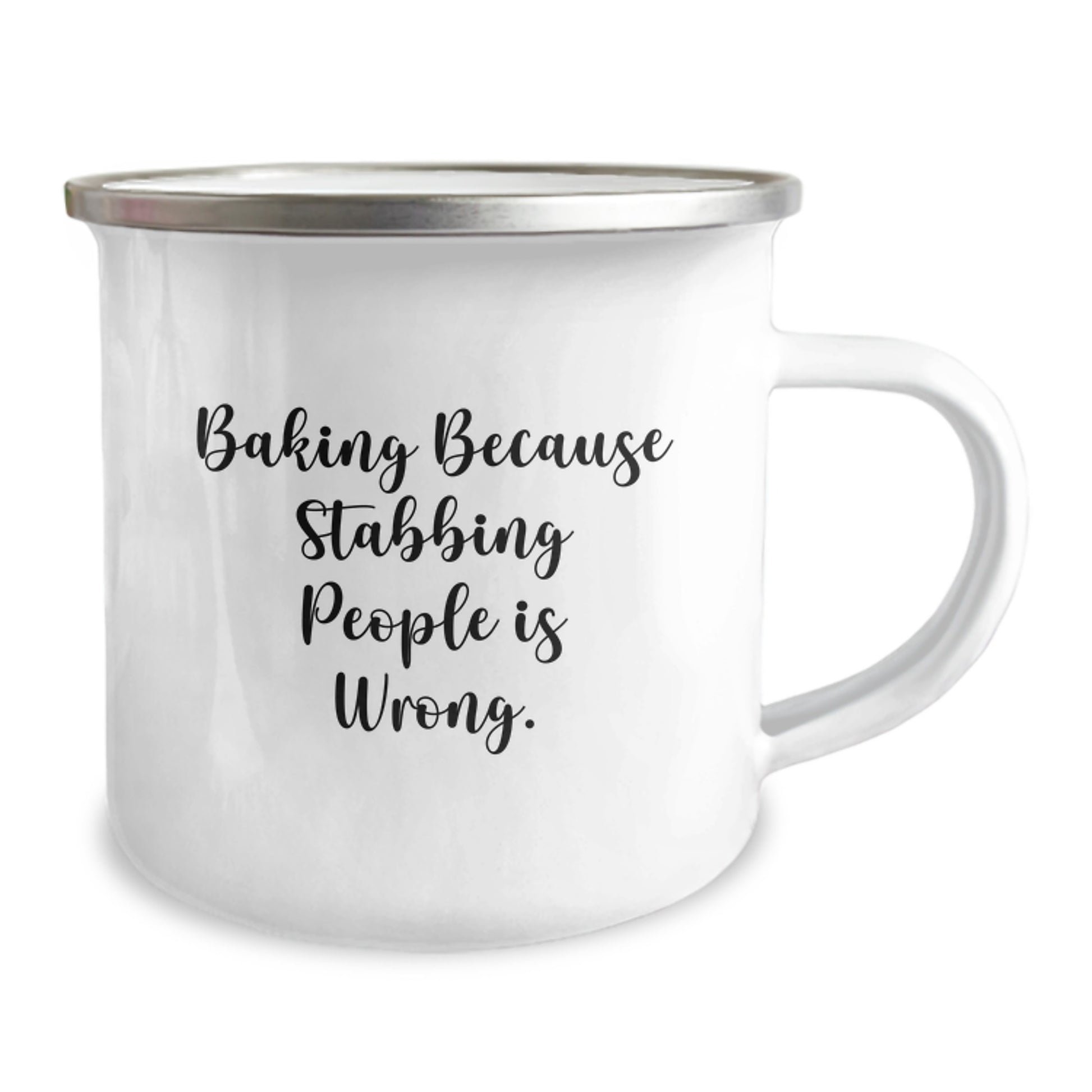 Funny Baking Gifts for Women - Baking Because Stabbing People Is Wrong. Camping Mug, Perfect Christmas Unique Gifts from Women to Baking Friends, Stainless Steel 12 oz - Image 2