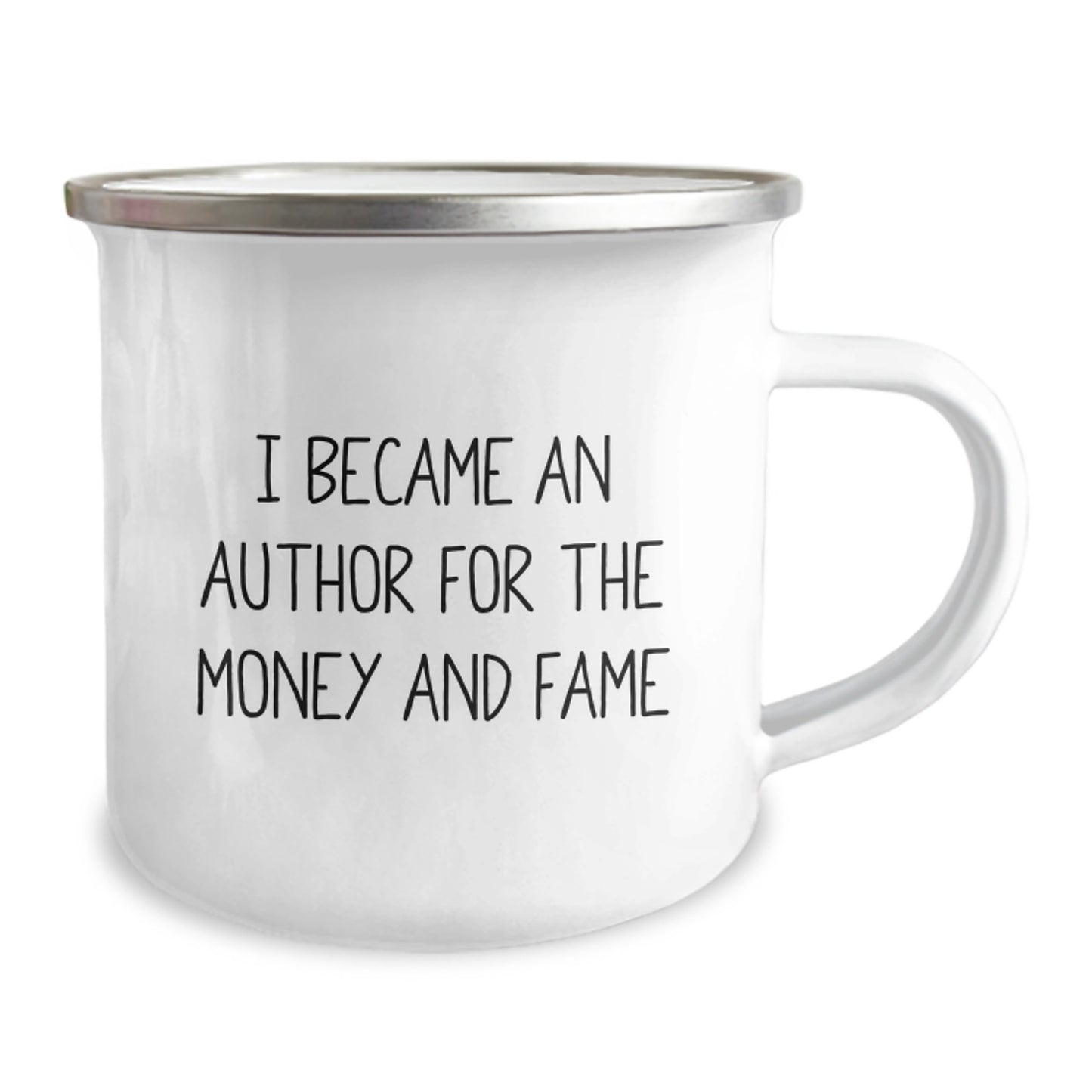Funny Author Gifts from Men for Authors, Christmas Unique Author Themed Camping Mugs, Inspirational Quote 'I Became An Author For The Money And Fame' - Image 2
