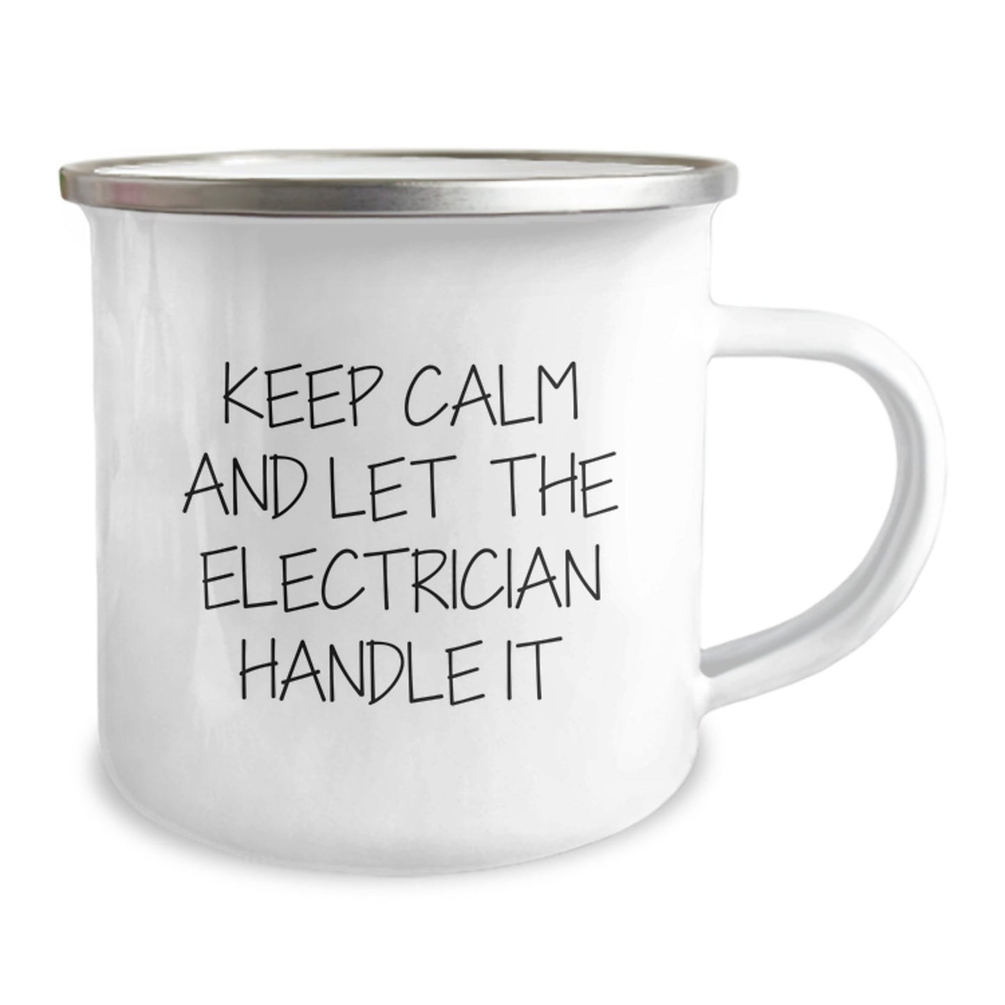 Funny Electrician Gifts from Men for Christmas Unique Presents - Keep Calm And Let The Electrician Handle It Camping Mug - Image 2