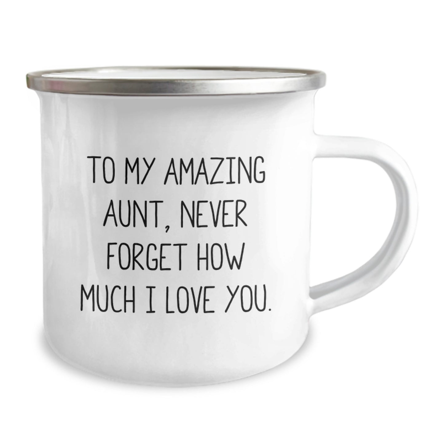 Christmas Unique Gifts from Family, Funny Aunt Quotes, 12 oz Camping Mug, Enamel Finish, Stainless Steel - Image 2