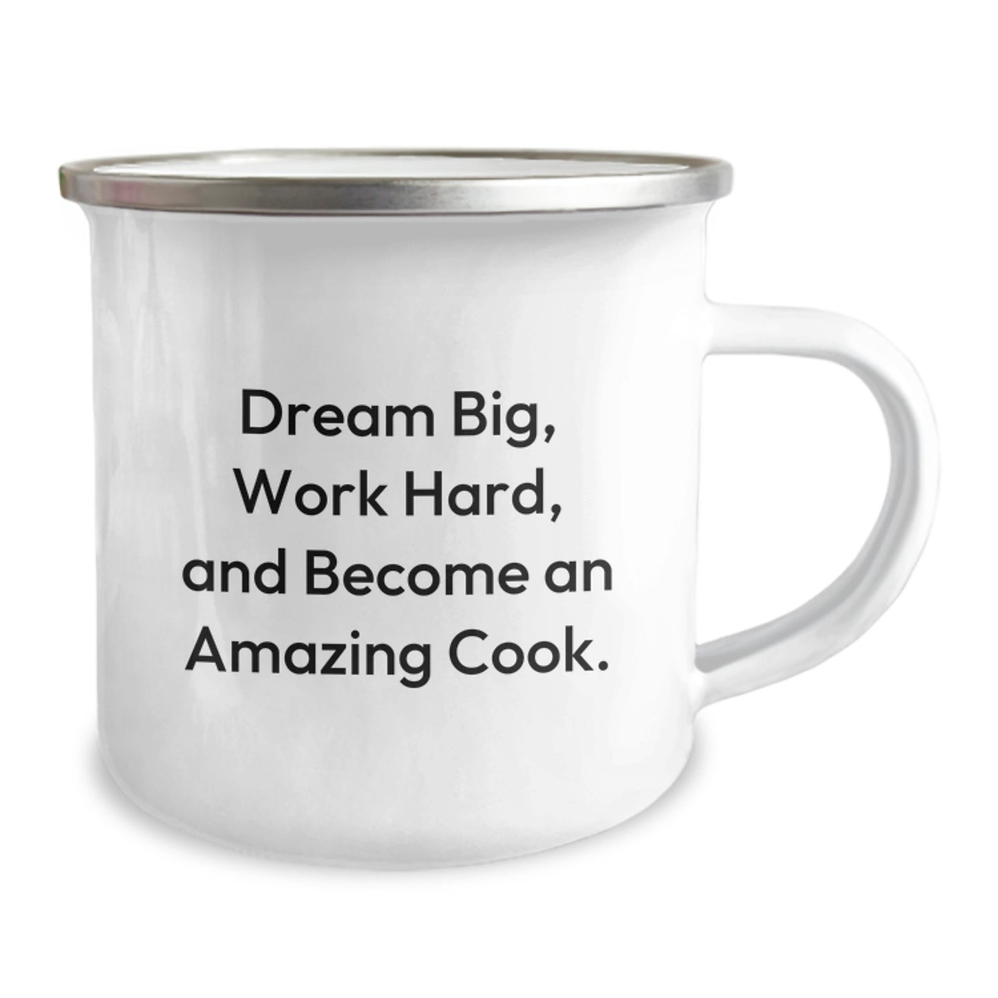 Funny Camping Mug for Cooks, Unique Gifts from Friends to Amazing Cooks this Christmas, Inspirational Quote: 'Dream Big, Work Hard, And Become An Amazing Cook.' - Image 2
