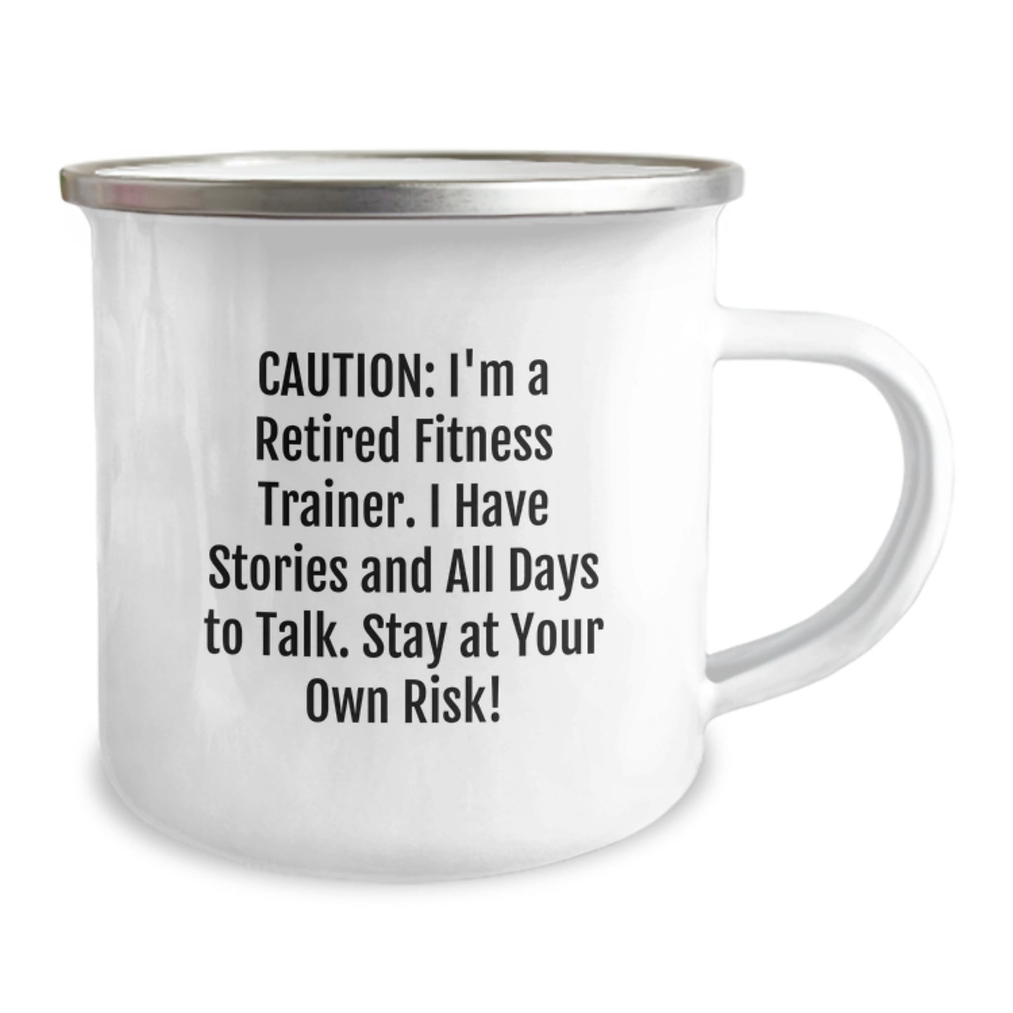 Funny Fitness Trainer Christmas Unique Gifts for Friends - Camping Mug with Caution Quote, Perfect Encouragement for Retired Trainers - Image 2