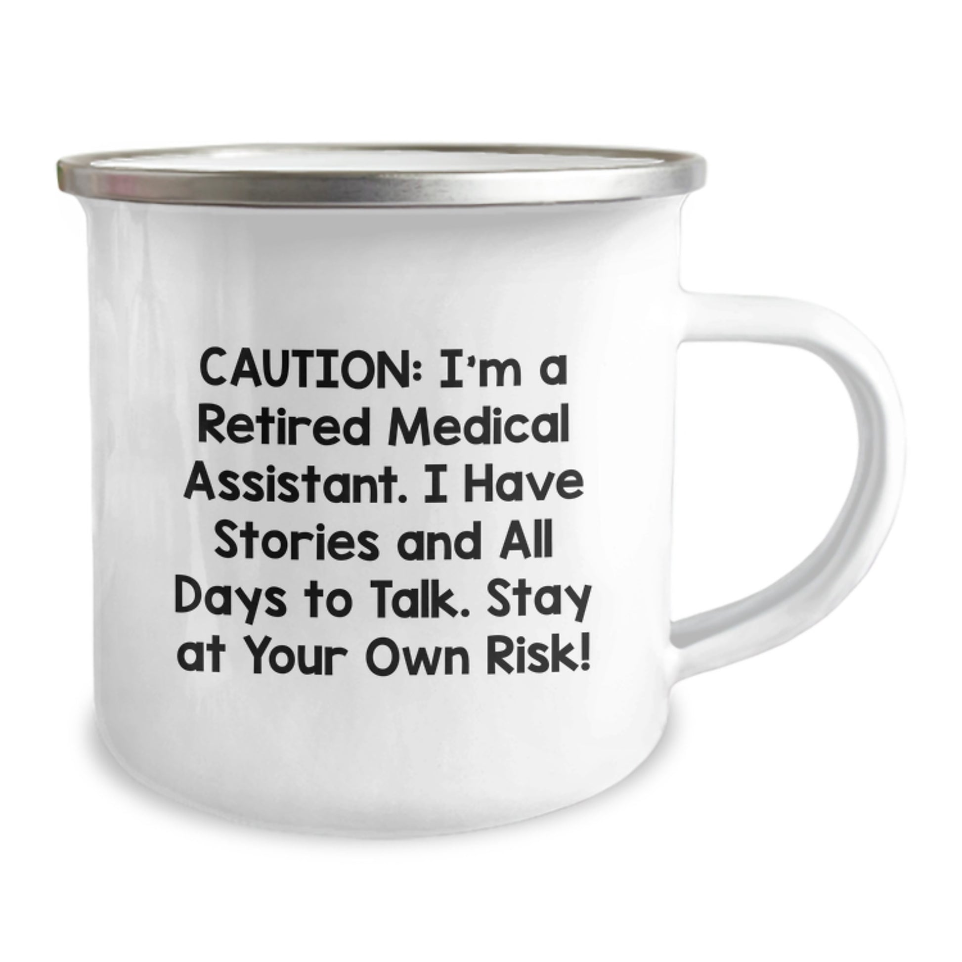 Funny Medical Assistant Gift, Camping Mug with Quirky Quote, Perfect for Retired MA's Enjoying Christmas with Friends and Family - Image 2