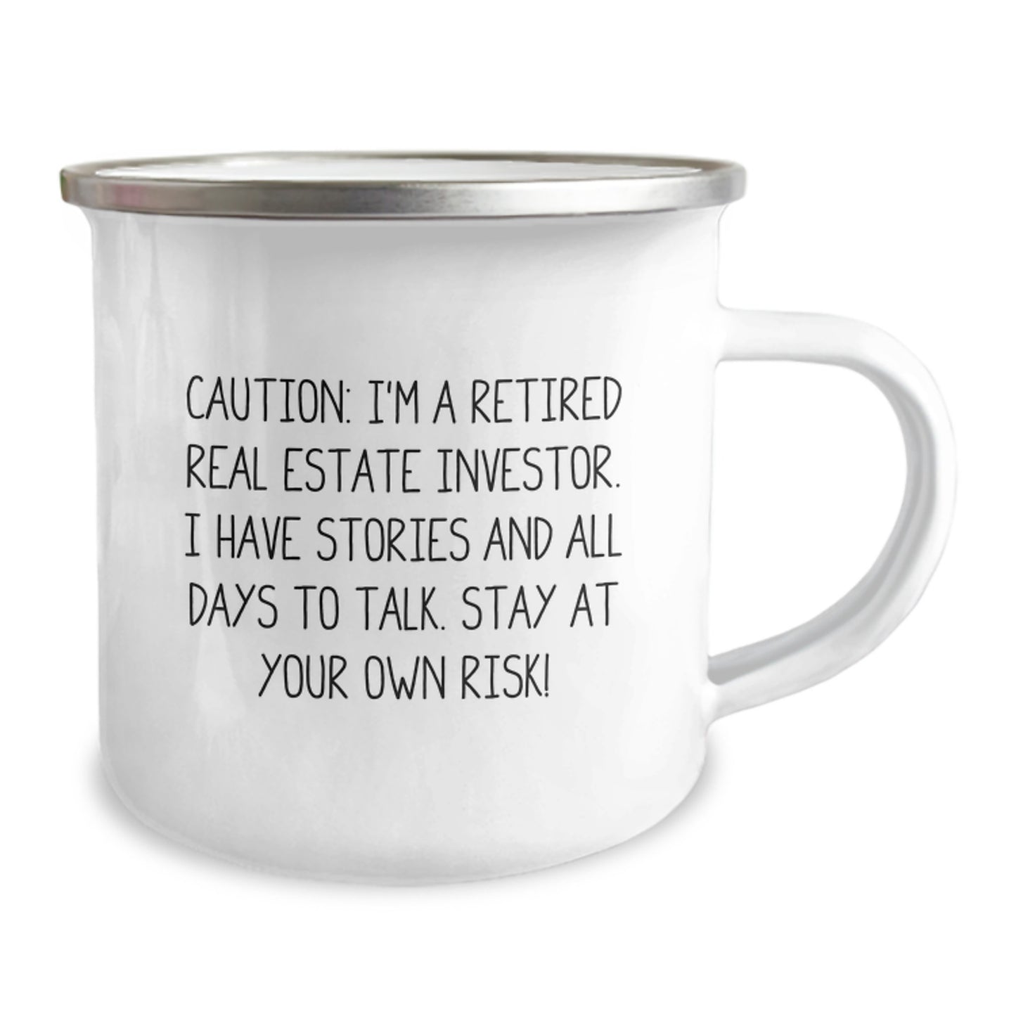Funny Real Estate Investor Gifts for Men - Camping Mug, Caution: I'm A Retired Real Estate Investor - Perfect Unique Christmas Unique Gifts from Friends for Real Estate Enthusiast - Image 2