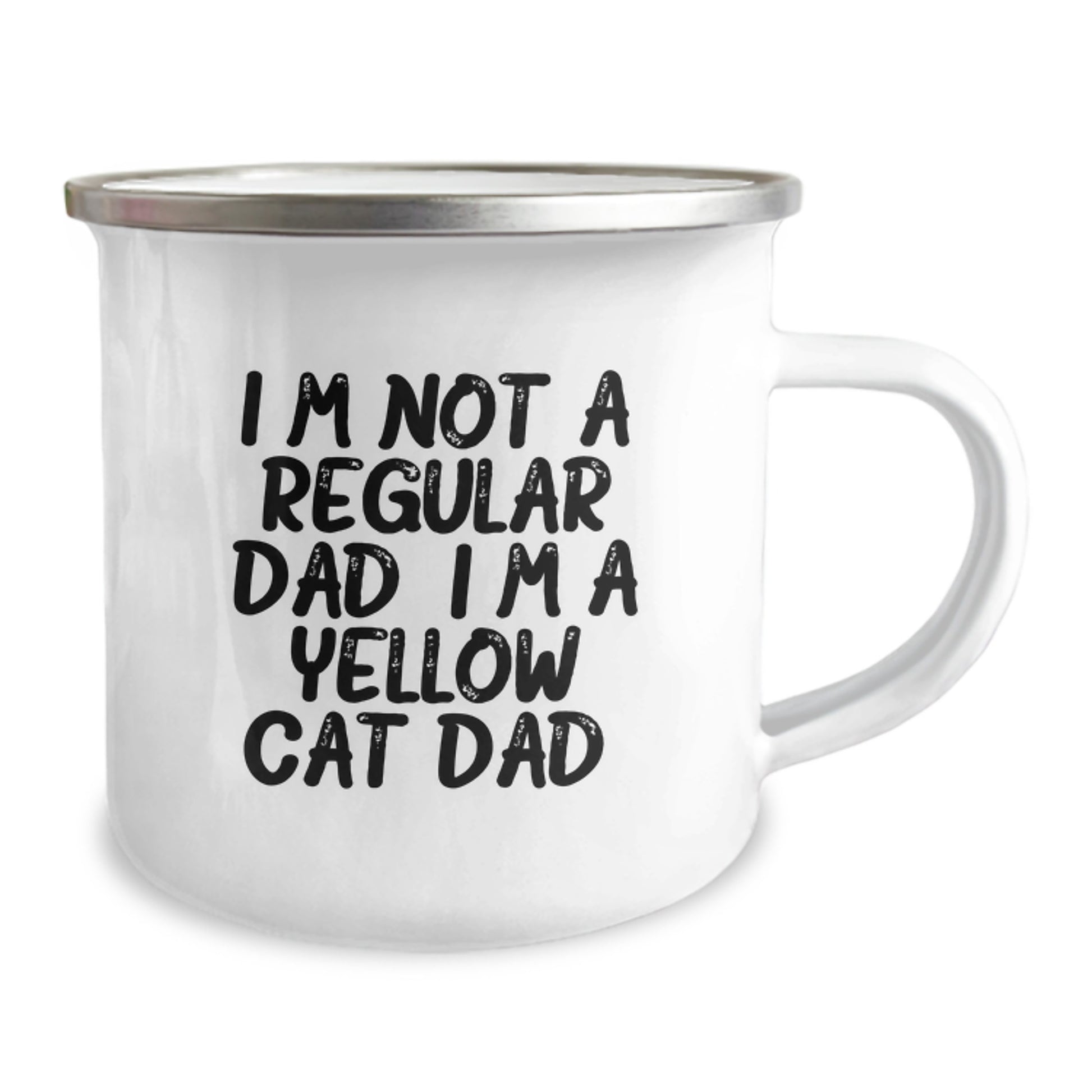 Yellow Cat Dad Funny Camping Mug, Gifts from Men to Yellow Cat Friends for Birthday, I'm Not A Regular Dad. I'm A Yellow Cat Dad., 12 oz Stainless Steel with Enamel Finish - Image 2