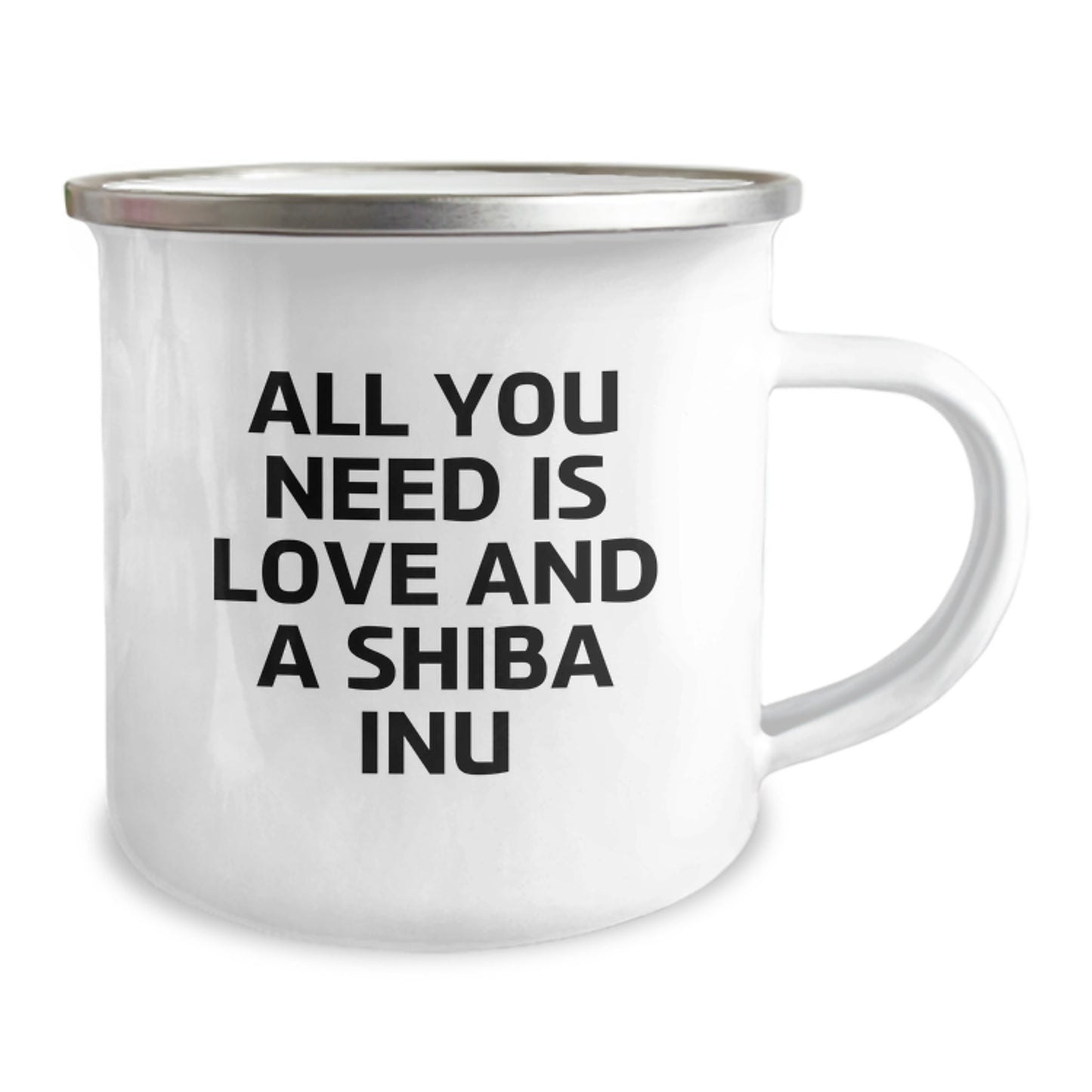 Funny Shiba Inu Dog Lover Gifts, Camping Mug for Birthday from Friends, Gifts for Shiba Inu Dog Enthusiasts, 'All You Need Is Love And A Shiba Inu' Quote, Stainless Steel with Enamel Finish - Image 2