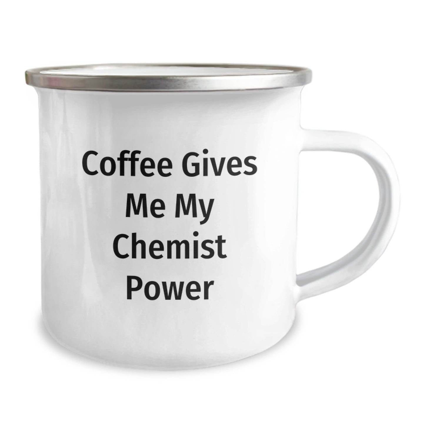 Funny Chemist Gifts from Friends - 'Coffee Gives Me My Chemist Power' Enamel Camping Mug for Men, Women, Family, Coworkers, Unique Christmas Unique Gifts - Image 2