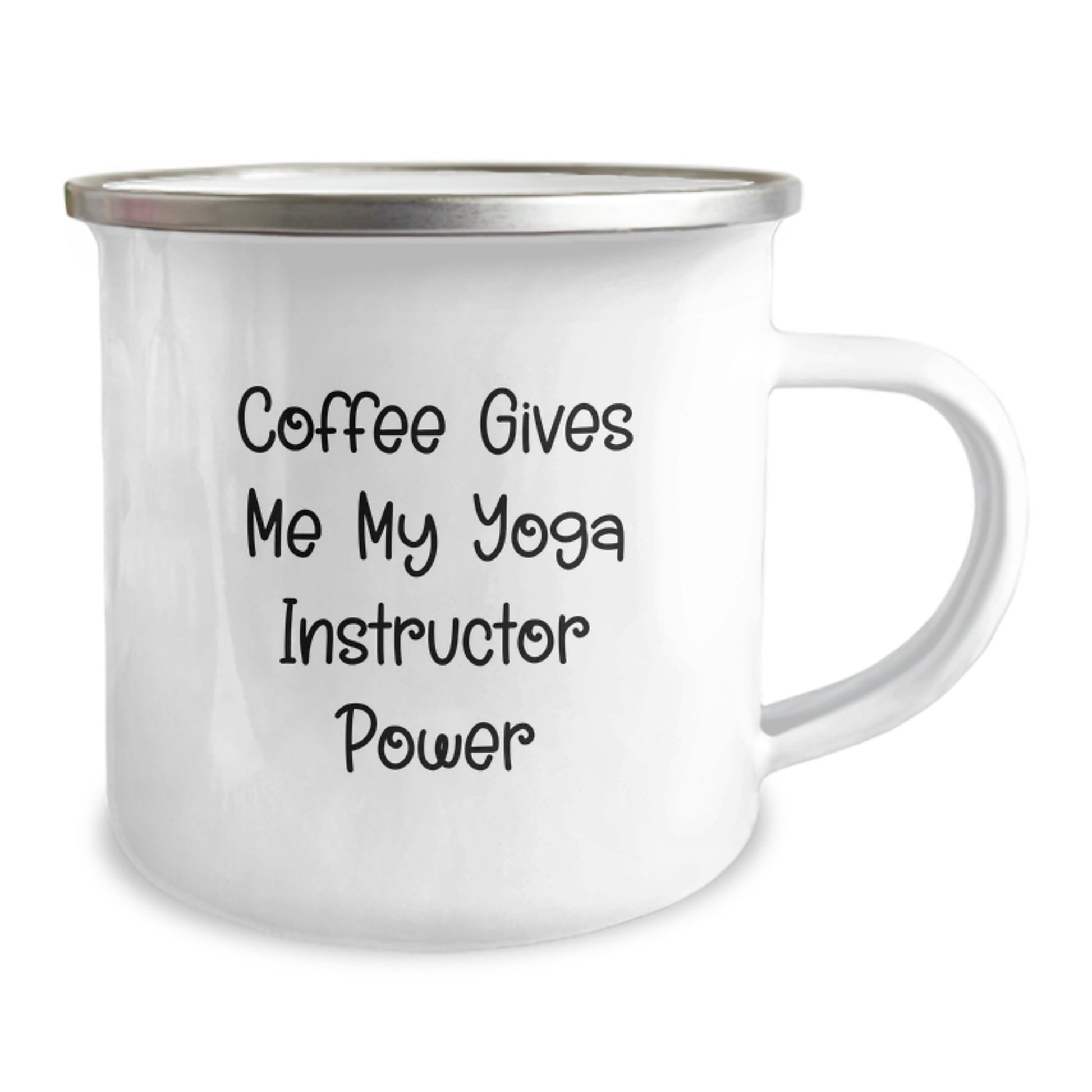 Funny Yoga Instructor Gifts from Friends for Yoga Instructor Graduation - 'Coffee Gives Me My Yoga Instructor Power' Camping Mug, 12 oz Stainless Steel with Enamel Finish - Image 2
