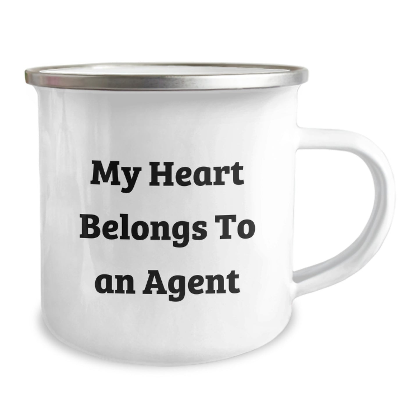 Funny Agent Gifts from Friends Christmas Unique Agent Camping Mugs - 'My Heart Belongs To An Agent' - 12 oz Stainless Steel with Enamel Finish - Image 2