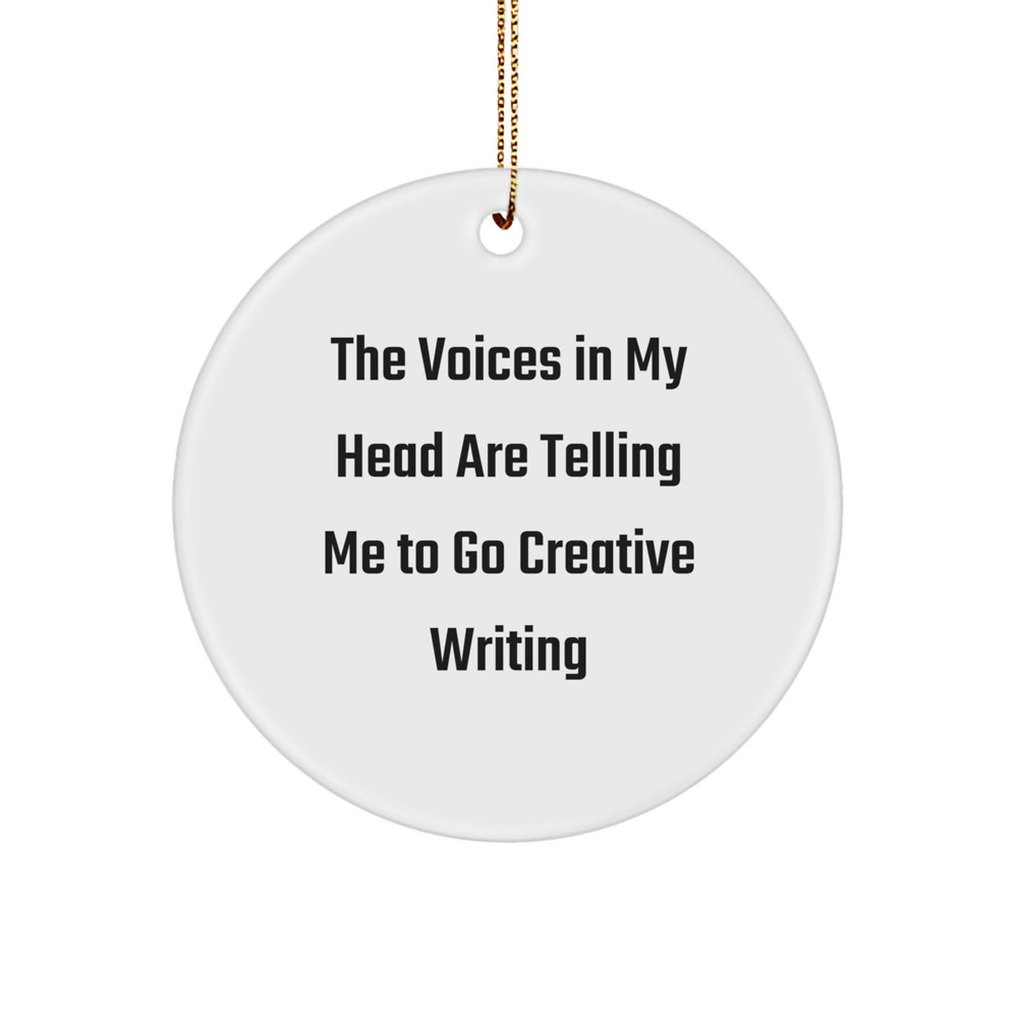 Funny Creative Writing Circle Ornaments for Gifts from Family to Friends who Love Writing, A Christmas Unique Gift for Creative Writing Enthusiasts with Inspiring Quirky Quote - Image 1