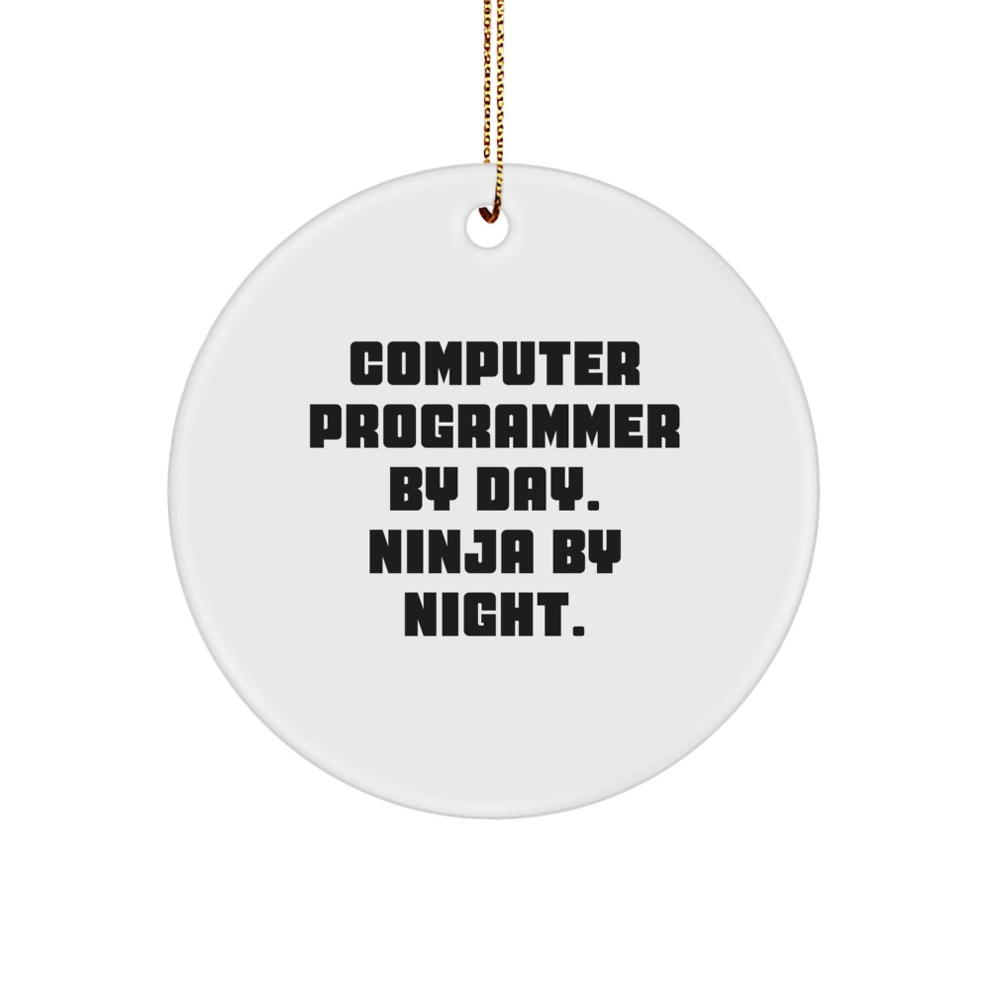Funny Gifts from Friends for Computer Programmers, Computer Programmer By Day, Ninja Night Circle Ornament, Unique Christmas Unique Gifts for Men and Women - Image 1