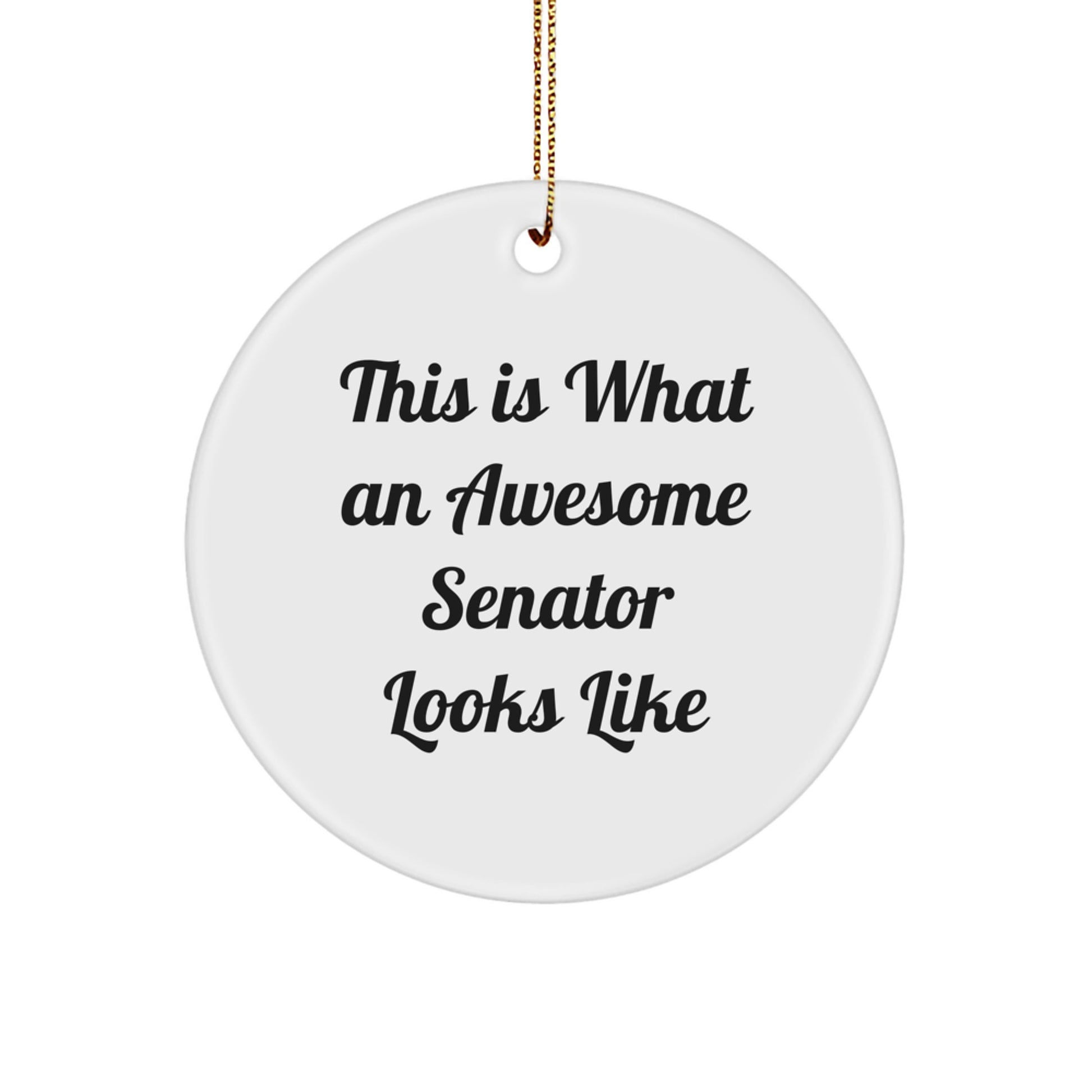 Senator Gifts from Friends, Family, or Coworkers - This Is What An Awesome Senator Looks Like - Circle Ornament, White, 2.75 Tall, Perfect for Christmas - Image 1