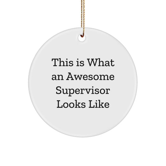 Funny Supervisor Gifts from Friends - This Is What An Awesome Supervisor Looks Like Circle Ornament for Christmas Unique Gifts - Image 1
