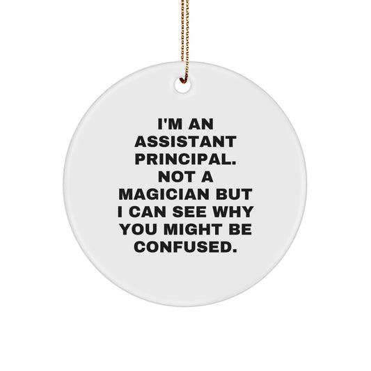 Assistant Principal Gifts, Funny Quote Circle Ornament, Gifts from Men to Assistant Principal, Christmas Unique Gifts - Image 1