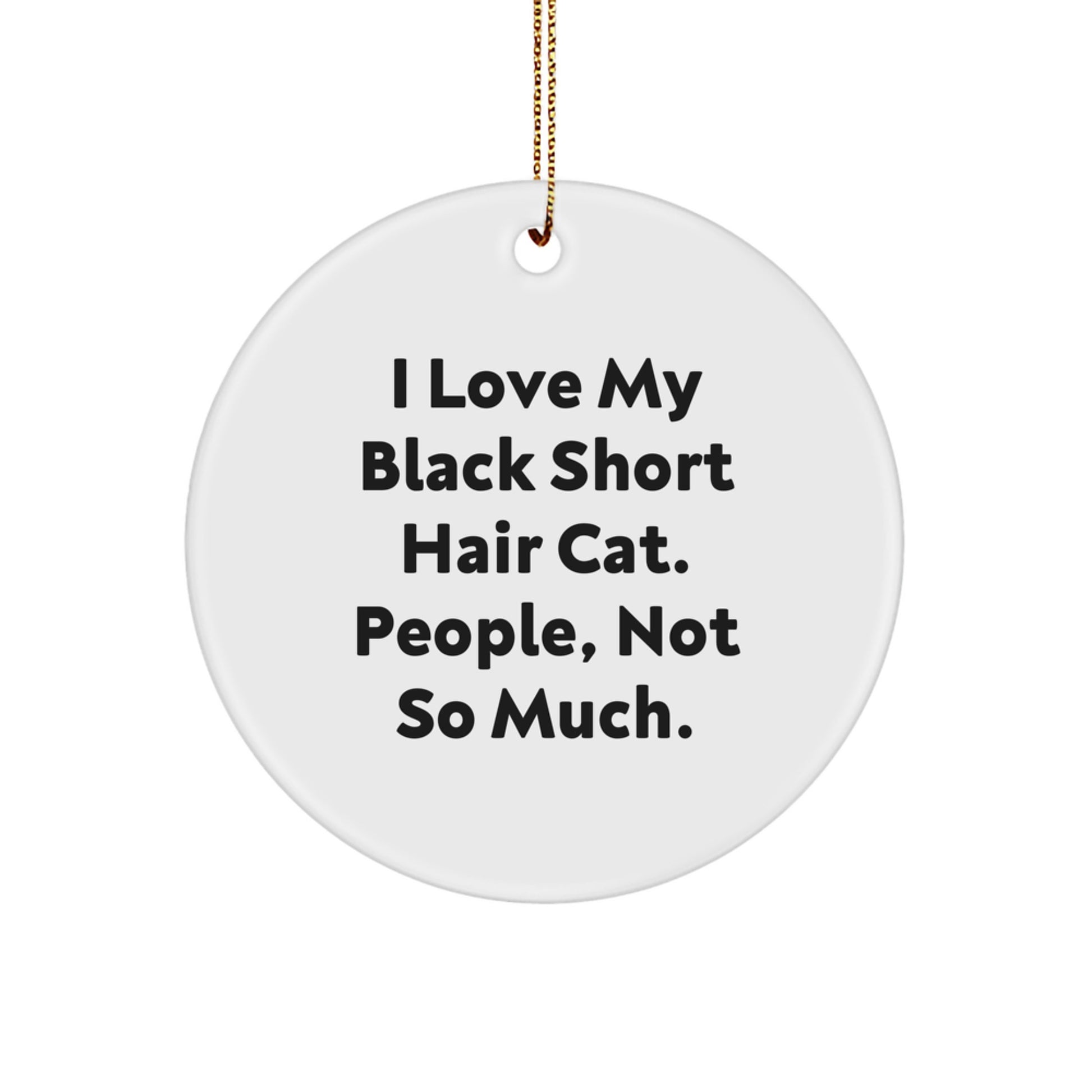 Funny Black Short Hair Cat Gifts for Christmas - I Love My Black Short Hair Cat People Not So Much Circle Ornament from Gifts for Her Friends - Image 1