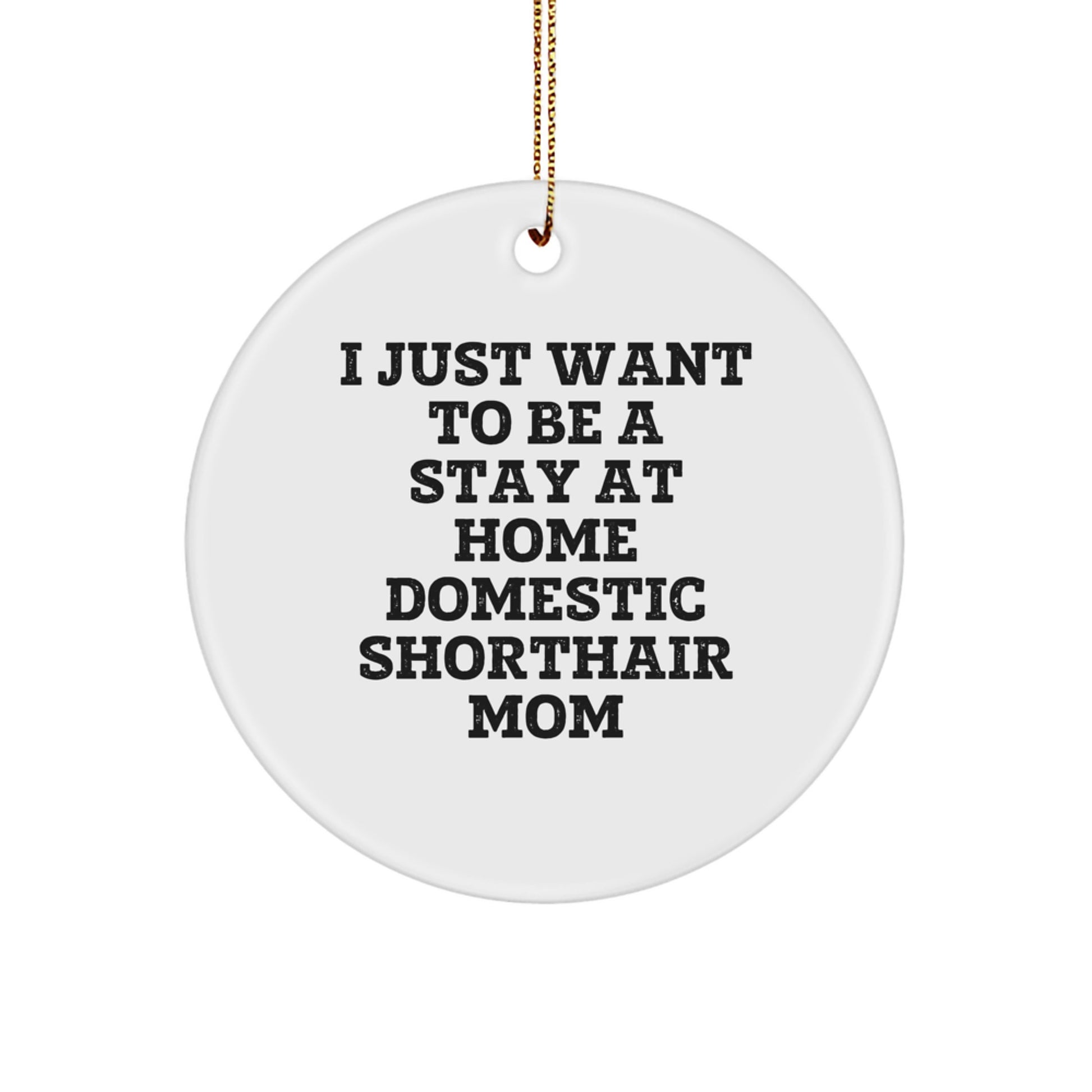 Domestic Shorthair Cat Gifts, Funny Quote, Christmas Circle Ornament, I Just Want To Be A Stay At Home Mom, Gifts from Friends for Cat Lovers, Unique Christmas Unique Gifts - Image 1