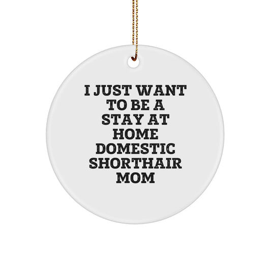 Domestic Shorthair Cat Gifts, Funny Quote, Christmas Circle Ornament, I Just Want To Be A Stay At Home Mom, Gifts from Friends for Cat Lovers, Unique Christmas Unique Gifts - Image 1