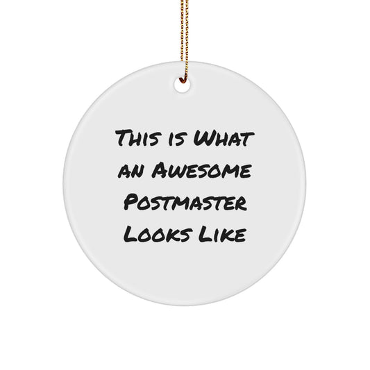 Funny Postmaster Quote Circle Ornament, Gifts from Friends, Gifts for Postmaster, Christmas Unique Gifts, This Is What An Awesome Postmaster Looks Like - Image 1
