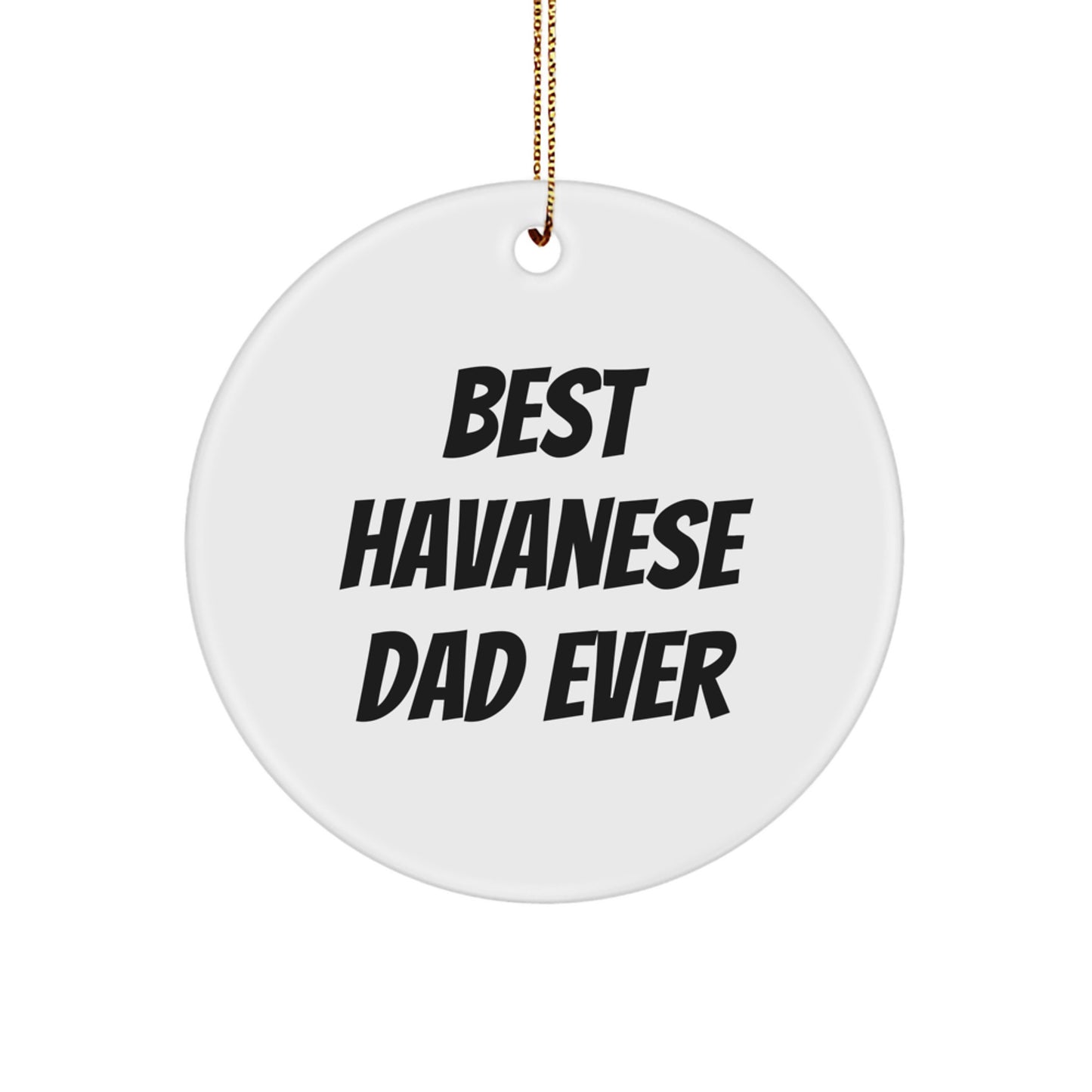 Havanese Dog Lovers Gifts from Family - Funny Circle Ornament for Men or Women, Best Havanese Dad Ever Quote, Christmas Unique Gifts - Image 1