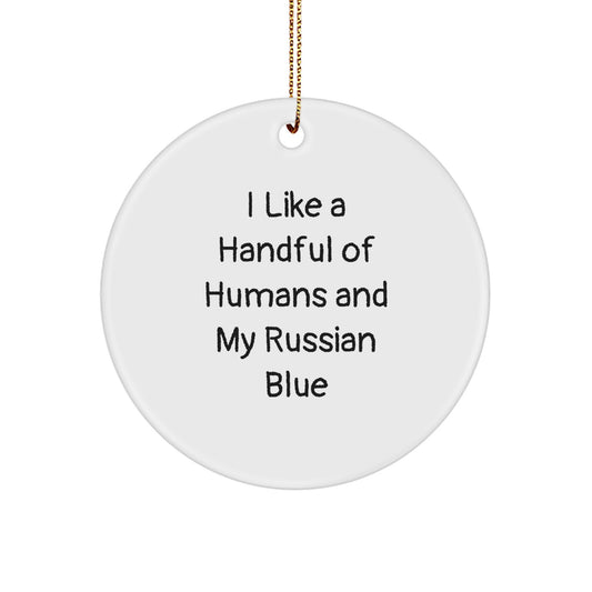 Russian Blue Cat Lover Gifts from Family for Russian Blue Cat Enthusiasts, Funny Circle Ornament for Christmas - Image 1