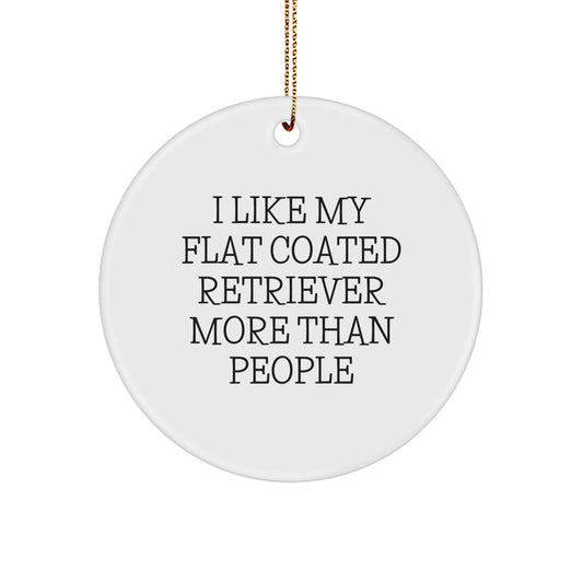 Funny Flat Coated Retriever Dog Gifts - I Like My Flat Coated Retriever More Than People Christmas Circle Ornament from Friends, Family, Coworkers - Image 1