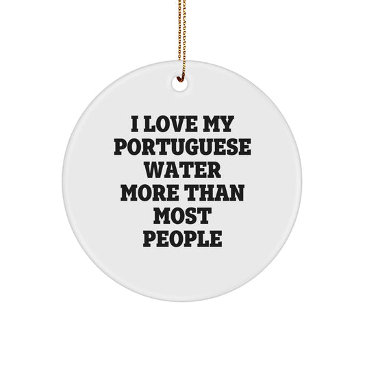 I Love My Portuguese Water Dog Gifts from Friends for Christmas Unique Circle Ornaments - Image 1