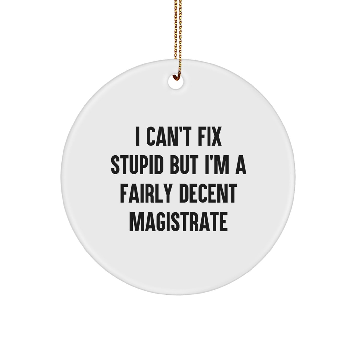 Magistrate Gifts from Friends - I Can't Fix Stupid But I'm A Fairly Decent Magistrate, Funny Circle Ornament for Christmas, Gifts for Magistrate - Image 1