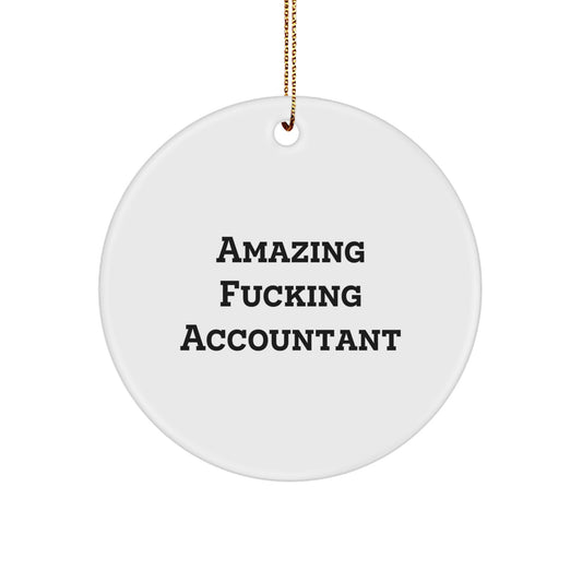 Funny Accountant Gifts for Men, 'Amazing F--king Accountant' Circle Ornament, White Circle Shaped Decorative Item for Christmas Unique Gifts from Friends - Image 1