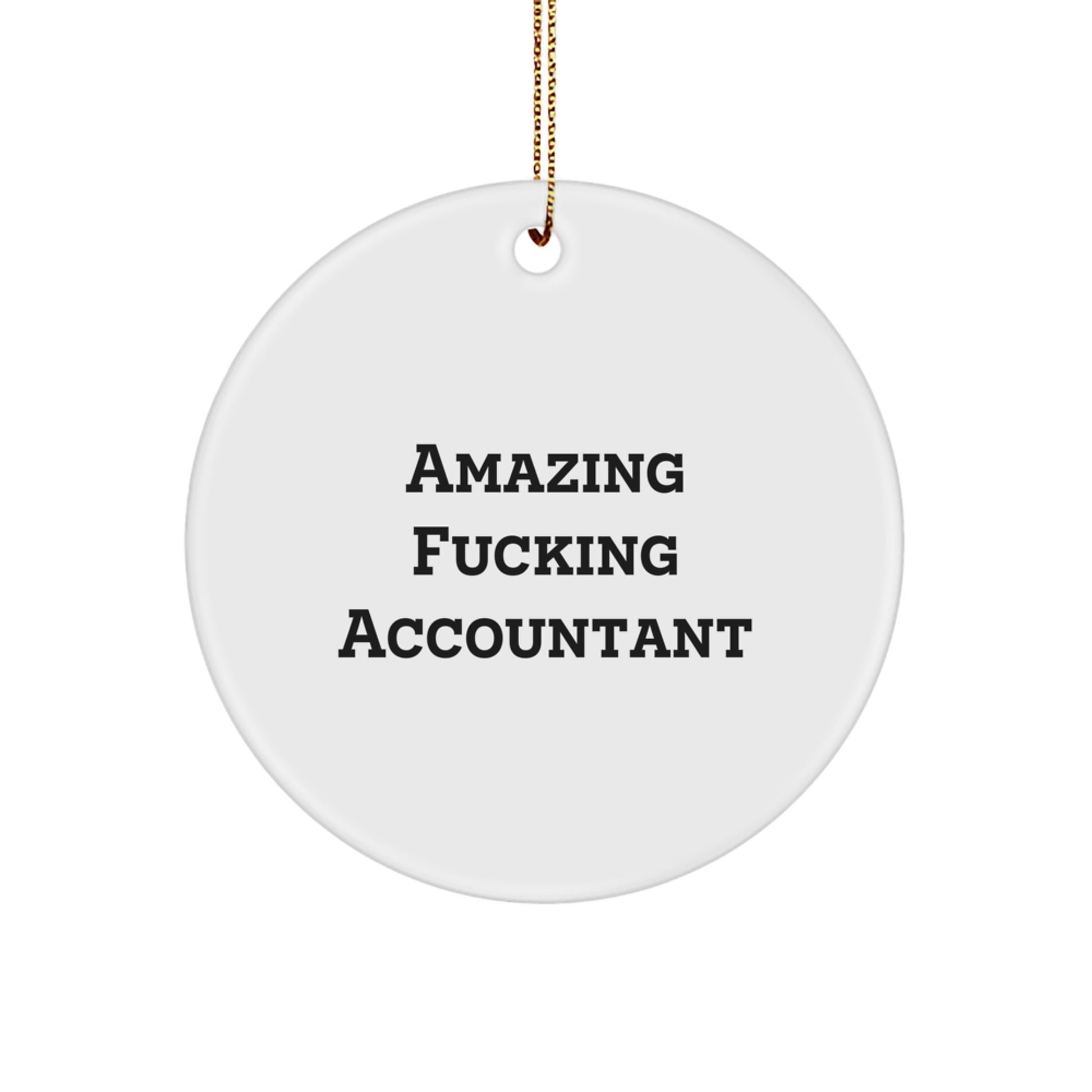Funny Accountant Gifts for Men, 'Amazing F--king Accountant' Circle Ornament, White Circle Shaped Decorative Item for Christmas Unique Gifts from Friends - Image 1