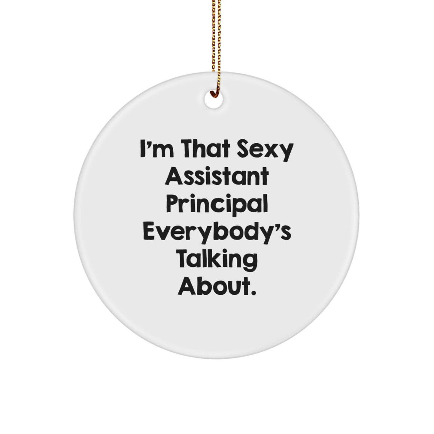 Funny Assistant Principal Gifts for Christmas - Circle Ornament with I'm That Sexy Assistant Principal Everybody's Talking About. Quote, Gifts from Men to Women Coworkers - Image 1