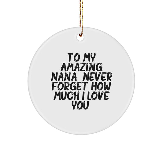 Funny Nana Circle Ornament Gifts for Nana from Family, Nana Gifts, Christmas Unique Ornaments with To My Amazing Nana, Never Forget How Much I Love You. - Image 1