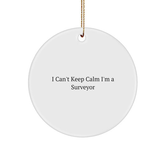 Funny Surveyor Circle Ornament Gifts for Men Women Friends Family 'I Can't Keep Calm I'm A Surveyor' Unique Christmas Memorable Presents - Image 1
