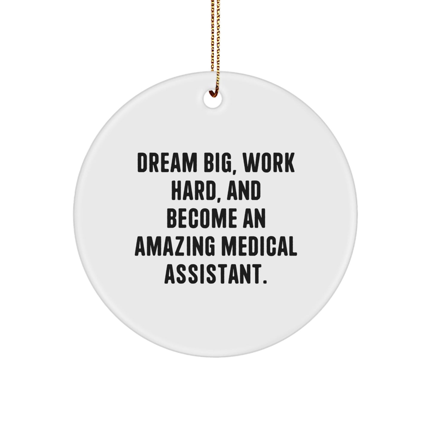 Medical Assistant Inspiration Gifts from Friends or Family - Dream Big, Work Hard Circle Ornament for Christmas Unique Decorations - Image 1