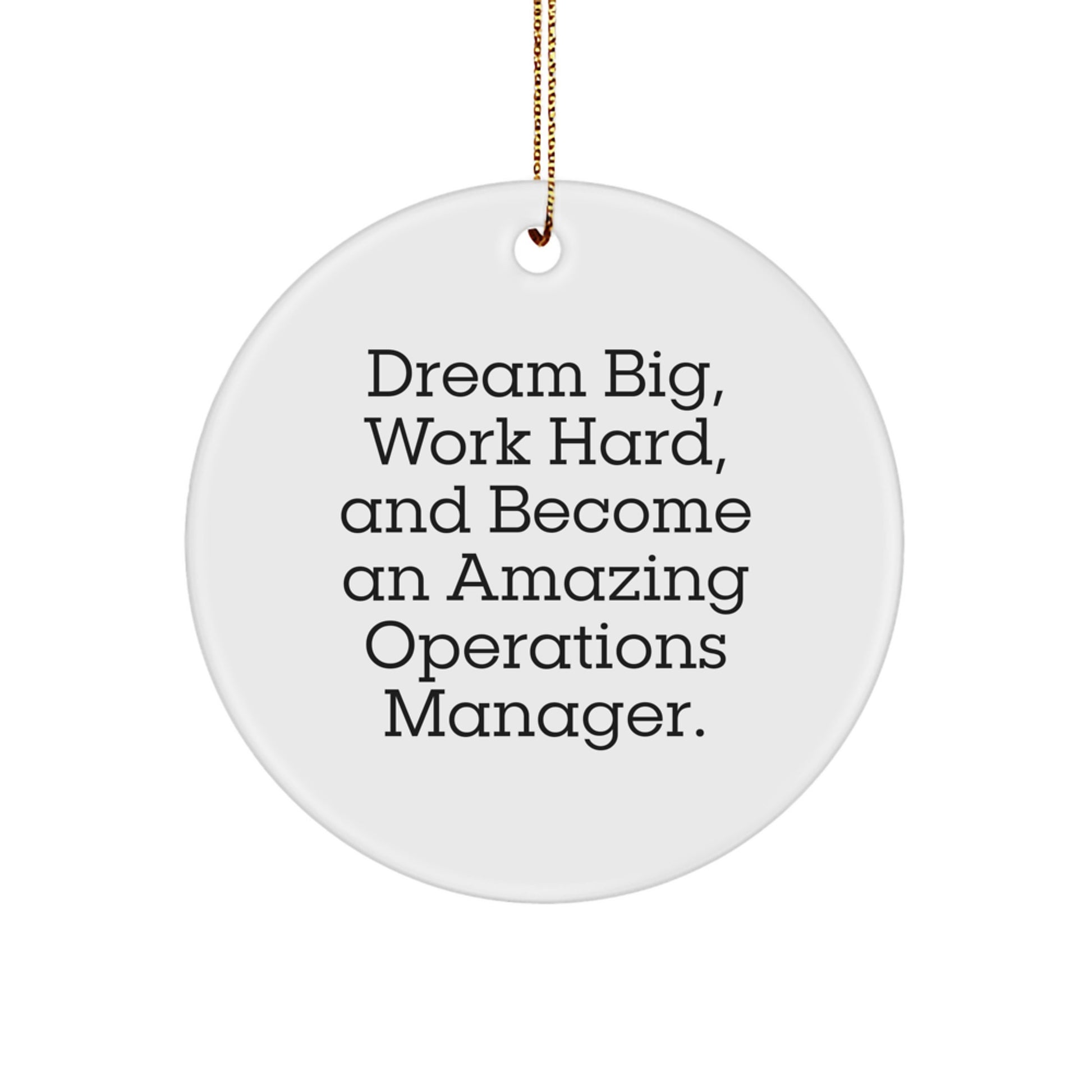 Inspiring Operations Manager Gifts for Christmas - 'Dream Big' Circle Ornament, Gifts from Friends, Circle Shaped, Durable MDF, High-Gloss Finish, Sublimation Printed - Image 1