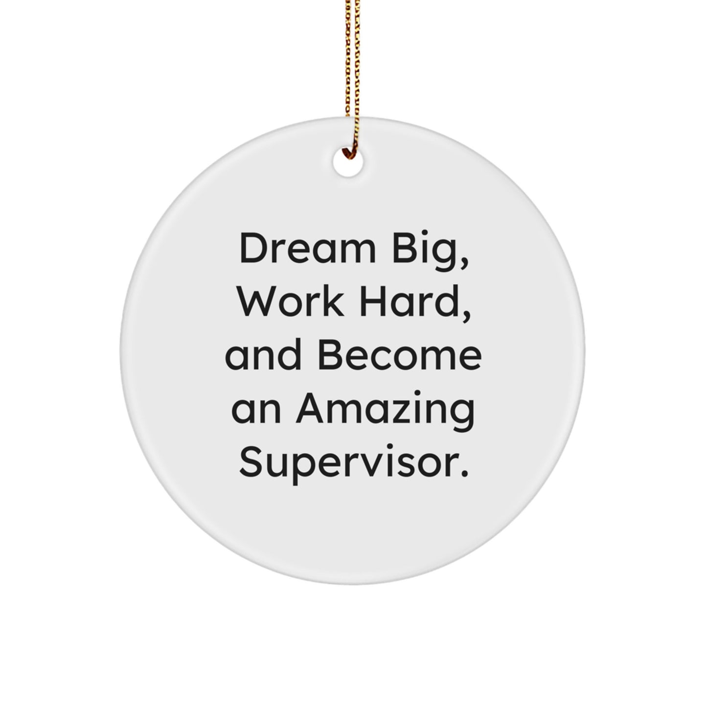 Funny Supervisor Gifts from Friends for Men, Christmas Unique Circle Ornaments with Inspirational Quotes for Women, Coworkers, Family - Dream Big - White Circle Shaped MDF - Image 1
