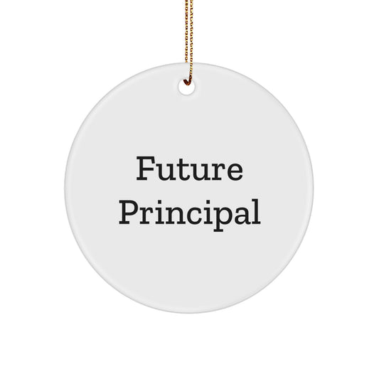 Funny Future Principal Christmas Circle Ornament Gifts from Friends and Family for Teachers and Educators - Image 1