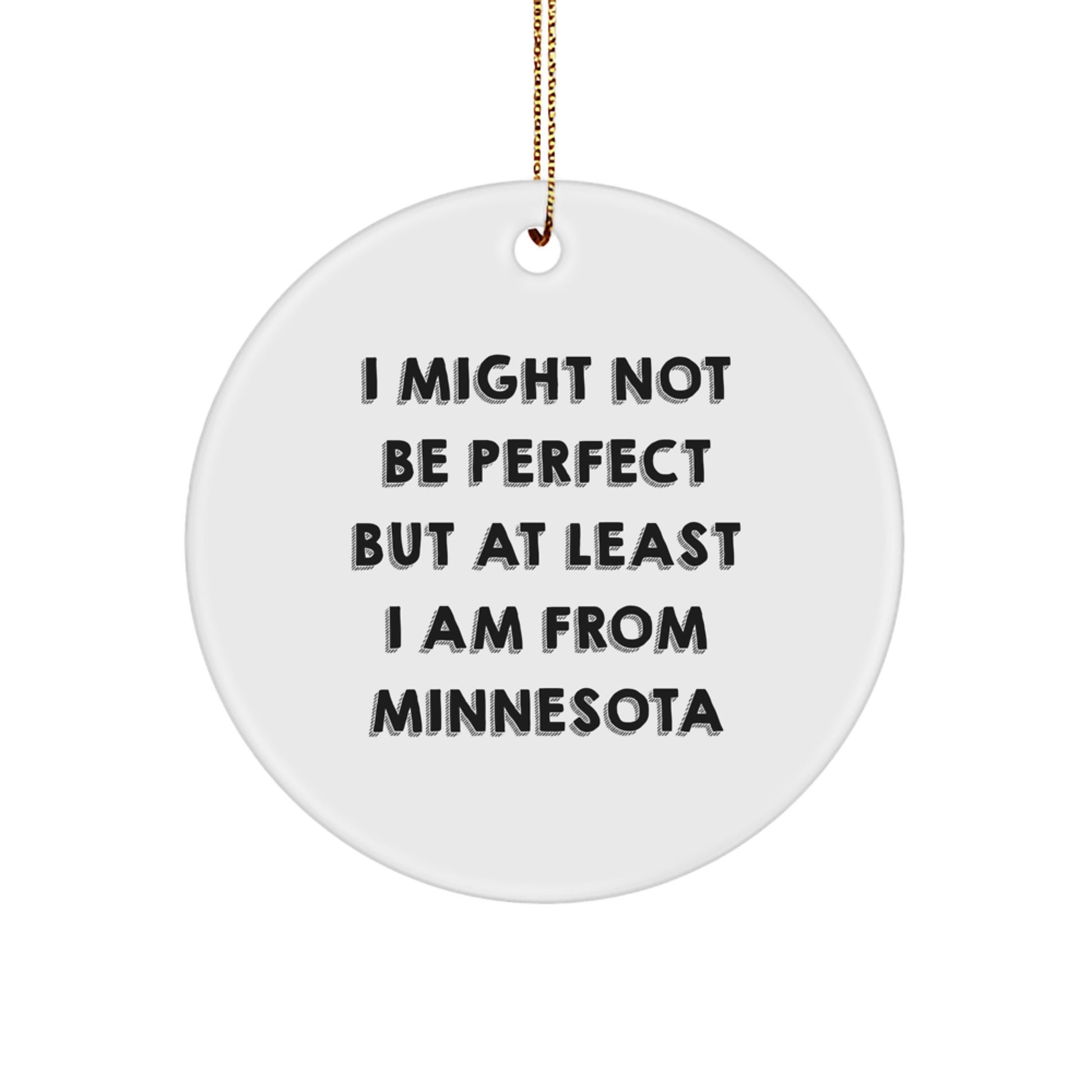 Minnesota Circle Ornament 'I Might Not Be Perfect But At Least I Am From Minnesota' Funny Gift for Family Friends Coworkers - Image 1