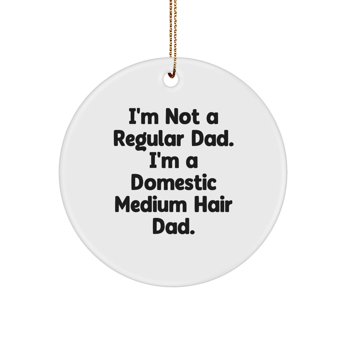 Funny Domestic Medium Hair Cat Gifts from Dad for Christmas - Circle Ornament, I'm Not A Regular Dad. I'm A Domestic Medium Hair Dad. - Image 1