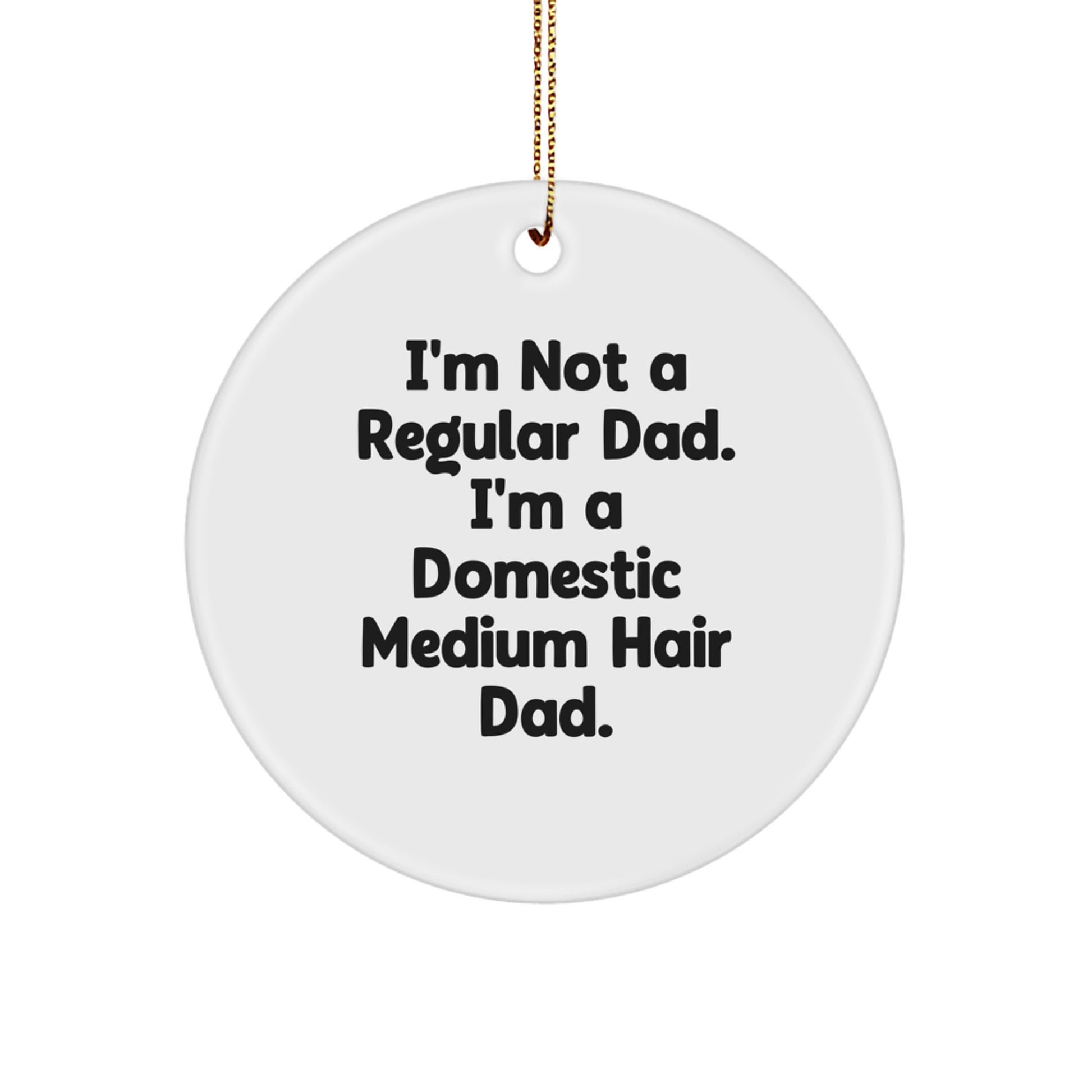 Funny Domestic Medium Hair Cat Gifts from Dad for Christmas - Circle Ornament, I'm Not A Regular Dad. I'm A Domestic Medium Hair Dad. - Image 1
