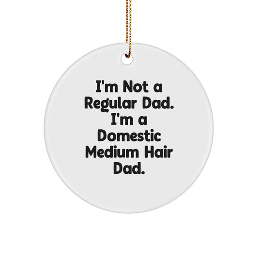 Funny Domestic Medium Hair Cat Gifts from Dad for Christmas - Circle Ornament, I'm Not A Regular Dad. I'm A Domestic Medium Hair Dad. - Image 1