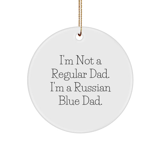 Funny Russian Blue Cat Dad Gifts from Men for Christmas Unique Circle Ornaments - Image 1