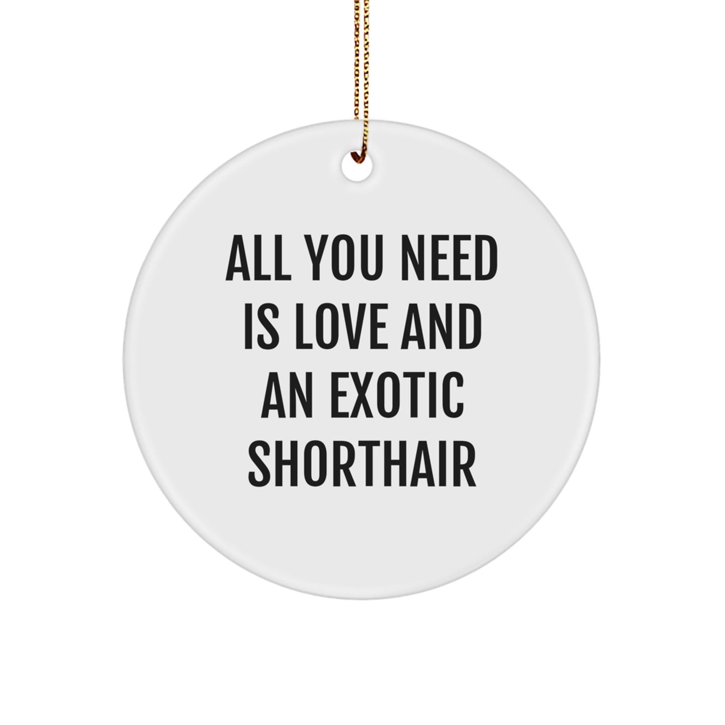 Exotic Shorthair Cat Lover's Gift, 'All You Need Is Love And An Exotic Shorthair', Circle Ornament, White, Christmas Unique Gifts from Family - Image 1
