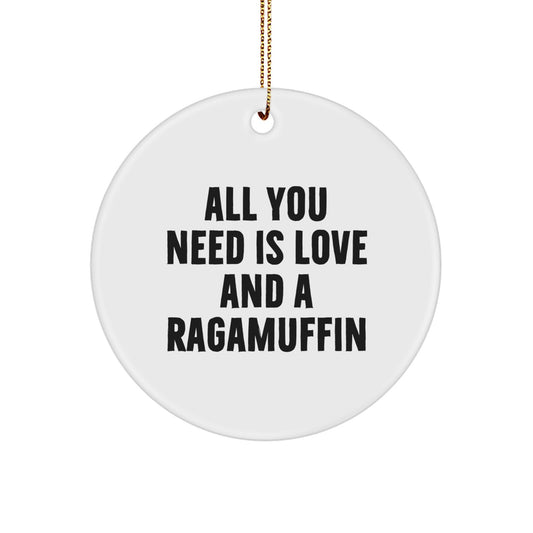 Ragamuffin Cat Circle Ornament Gifts from Family to Friends, All You Need Is Love And A Ragamuffin, Christmas Unique Gifts for Men and Women - Image 1
