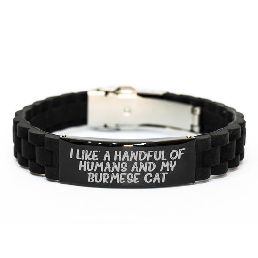 Funny Burmese Cat Lover Glide lock Clasp Bracelet Gifts from Family Members for Christmas Unique Presents - Image 1