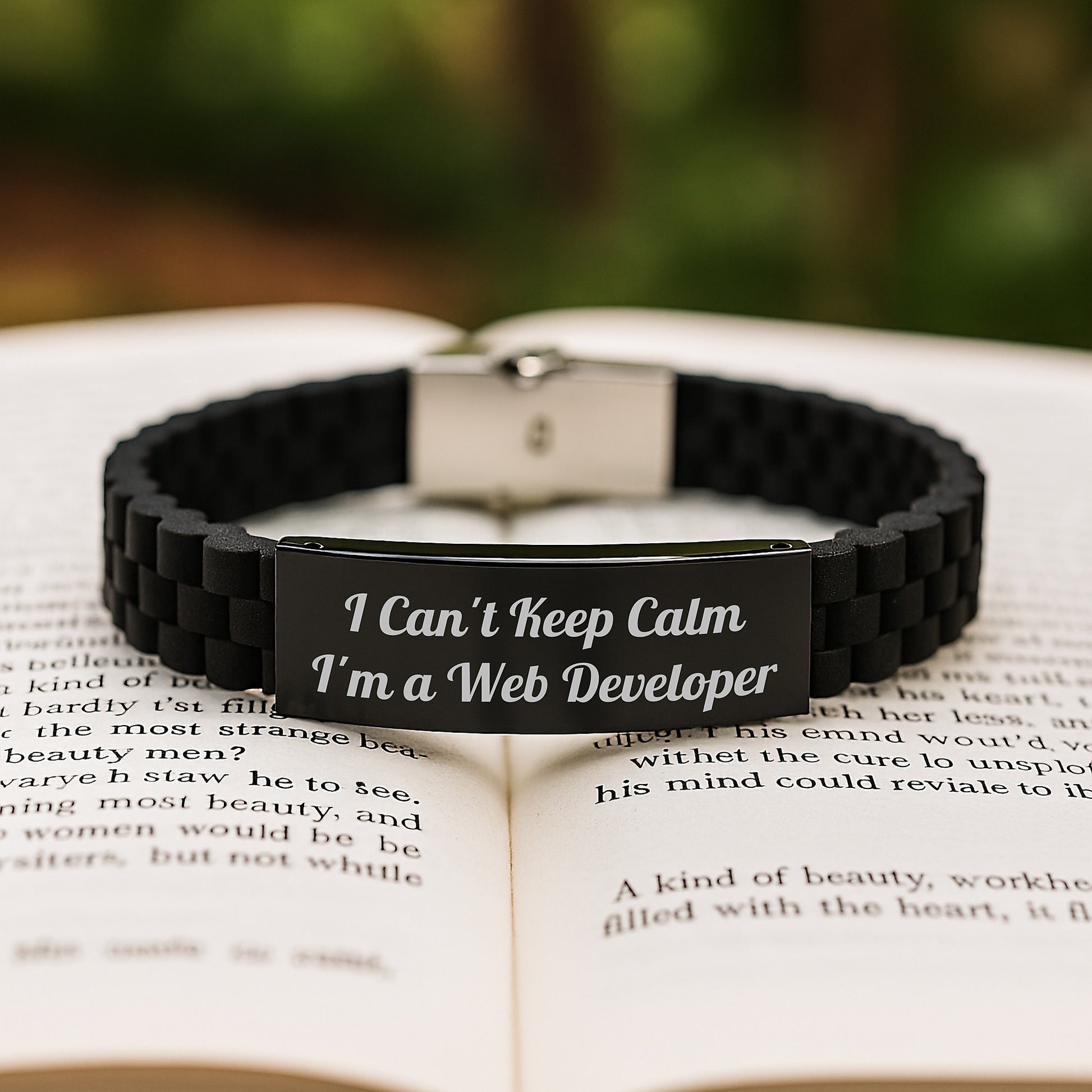Funny I Can't Keep Calm I'm A Web Developer Web Developer Gifts for Men, Unique Graduation Gifts from Family, Glide lock Clasp Bracelet for Men, Adjustable Silicone Web Developer Jewelry - Image 2