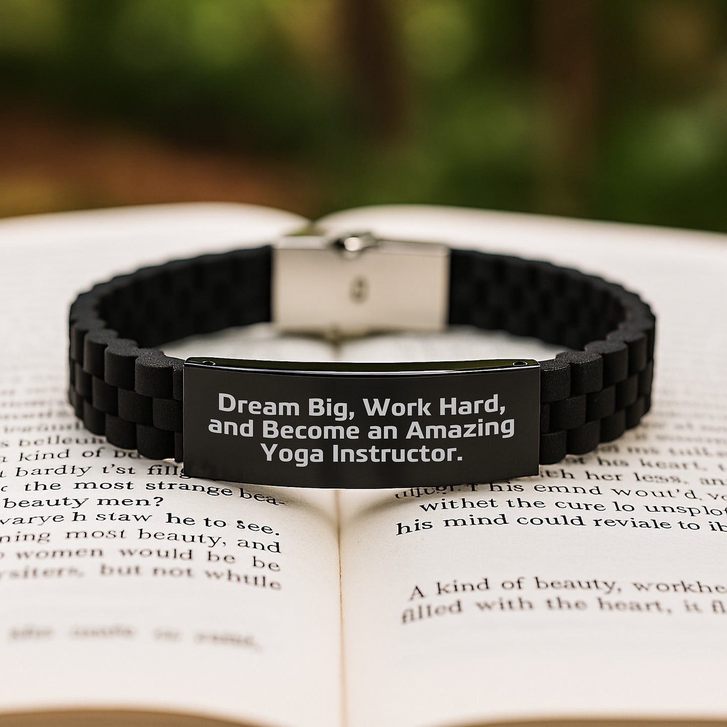 Yoga Instructor Gifts from Friends - Inspirational Glide lock Clasp Bracelet for Graduation - 'Dream Big, Work Hard, And Become An Amazing Yoga Instructor.' - Image 2